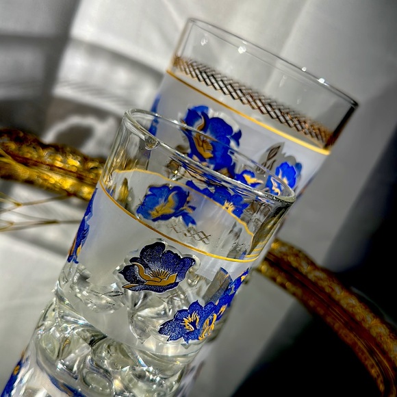 Vintage Devalbor Cerve Italy Frosted Glass Ice Bucket & Drink Glass Set of 2 - Picture 7 of 12